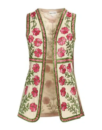 Antik Batik Woman Tailored Vest Beige Size 10 Cotton In Sand