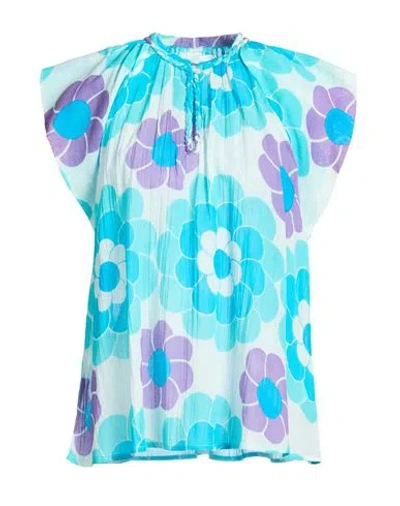 Antik Batik Woman Top Azure Size 10 Cotton In Blue