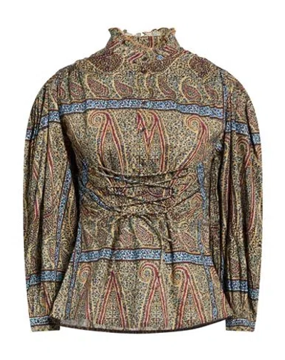 Antik Batik Woman Top Beige Size 10 Cotton In Brown