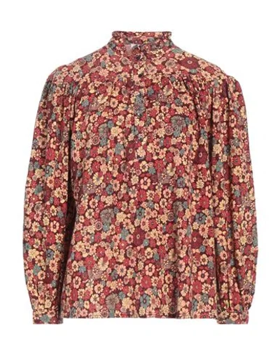 Antik Batik Woman Top Burgundy Size 10 Cotton In Red