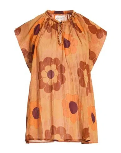 Antik Batik Woman Top Camel Size 10 Cotton In Sand