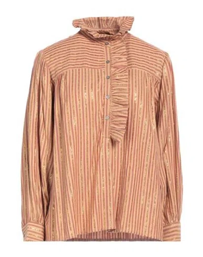 Antik Batik Woman Top Camel Size 8 Viscose, Lurex In Beige