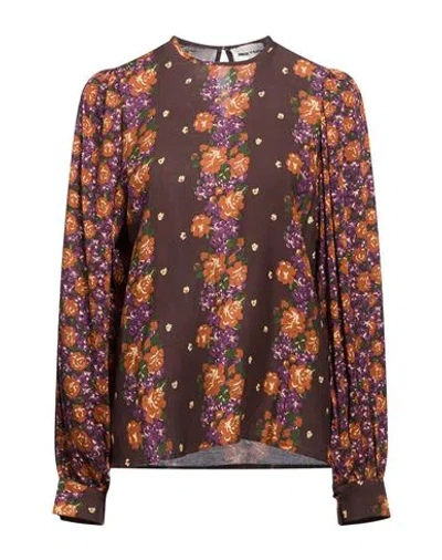 Antik Batik Woman Top Chocolate Brown Size 8 Viscose In Multi