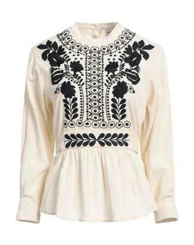 Antik Batik Woman Top Cream Size 10 Cotton In White
