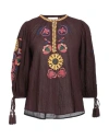 Antik Batik Woman Top Dark Brown Size 10 Cotton