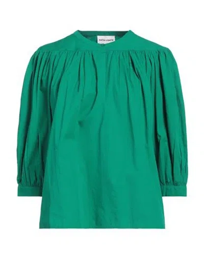 Antik Batik Woman Top Emerald Green Size 10 Cotton