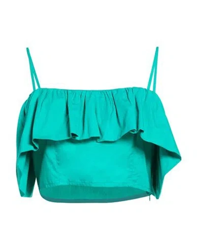 Antik Batik Woman Top Emerald Green Size 4 Cotton