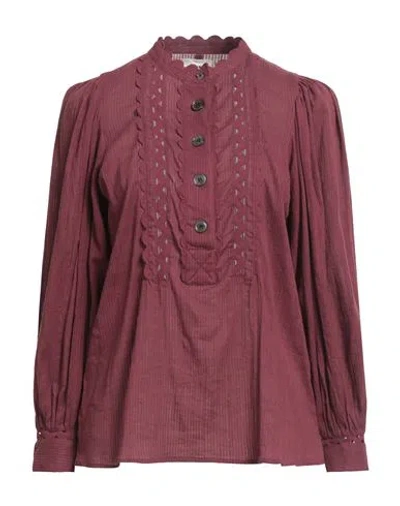 Antik Batik Woman Top Garnet Size 8 Cotton In Burgundy