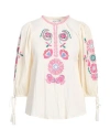 Antik Batik Woman Top Ivory Size 8 Cotton In White