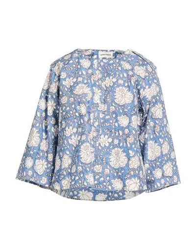 Antik Batik Woman Top Light Blue Size 10 Cotton