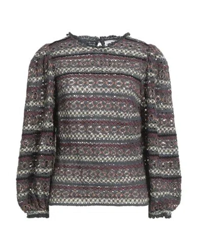 Antik Batik Woman Top Slate Blue Size 10 Cotton In Black