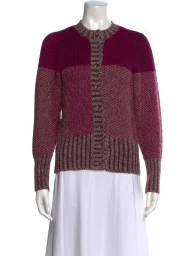 Pre-owned Antik Batik Wool Colorblock Pattern Sweater In Burgundy