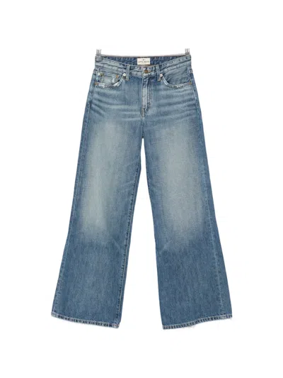 Antik Denim Faded Wide-leg Jeans In Blue