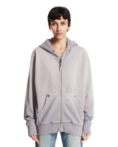 Antik Denim Purple Cotton Zip-up Sweatshirt In Gray