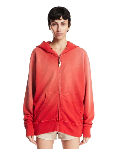 Antik Denim Red Cotton Zip-up Sweatshirt