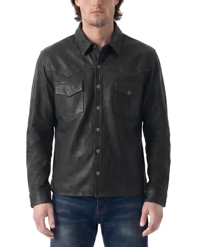 Antik Denim Western Leather Handstitch Shirt In Black