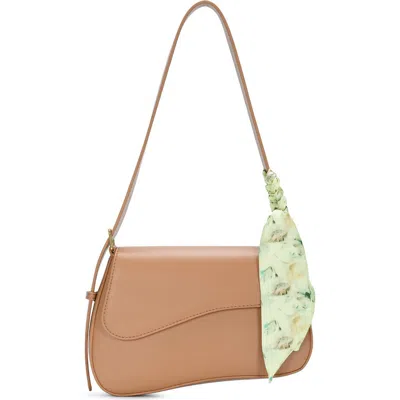Antik Kraft Asymmetrical Flap Faux Leather Shoulder Bag In Camel