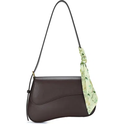 Antik Kraft Asymmetrical Flap Faux Leather Shoulder Bag In Chocolate