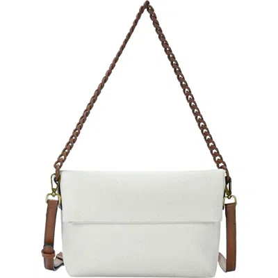 Antik Kraft Cotton Canvas Flap Shoulder Bag In Cream