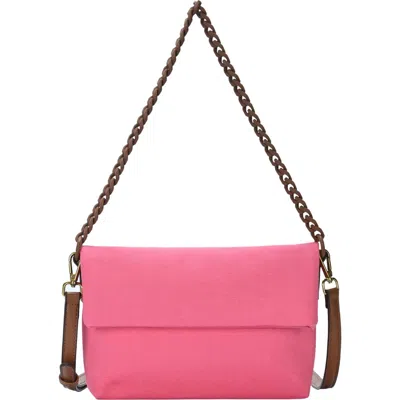 Antik Kraft Cotton Canvas Flap Shoulder Bag In Fuchsia