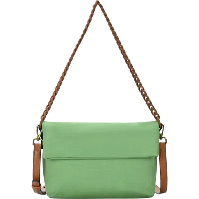 Antik Kraft Cotton Canvas Flap Shoulder Bag In Green
