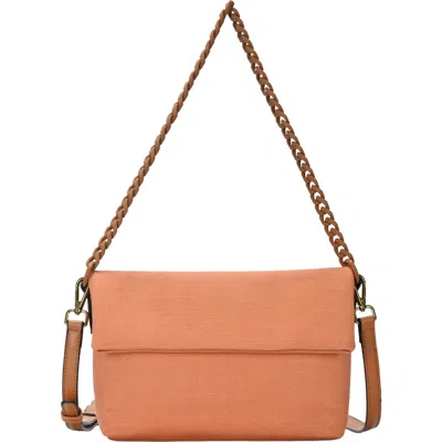 Antik Kraft Cotton Canvas Flap Shoulder Bag In Orange