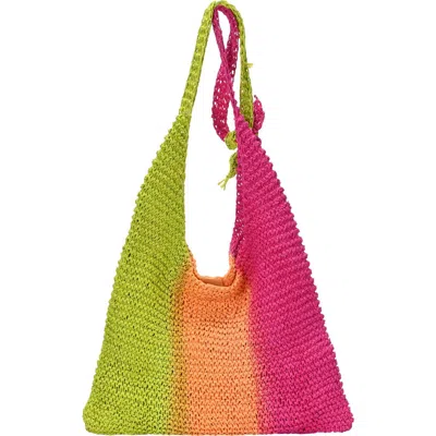 Antik Kraft Ombr Woven Straw Crossbody Bag In Pink Ombre