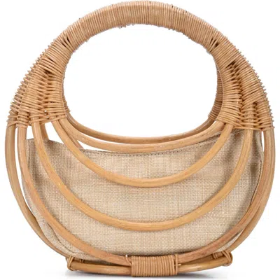 Antik Kraft Wicker Circle Handbag In Camel