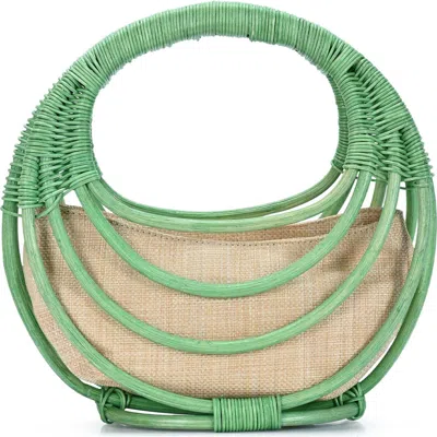 Antik Kraft Wicker Structured Handheld Bag In Green