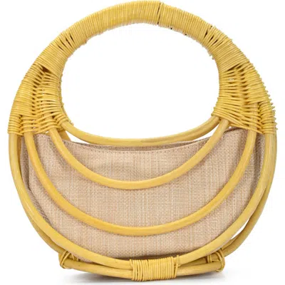 Antik Kraft Wicker Structured Handheld Bag In Yellow