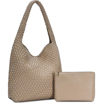 Antik Kraft Woven Hobo Bag With Pouch In White