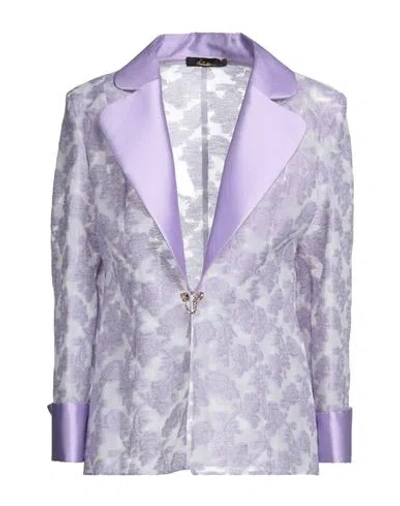 Antilea Woman Blazer Lilac Size 14 Linen, Polyamide, Polyester, Silk In Purple