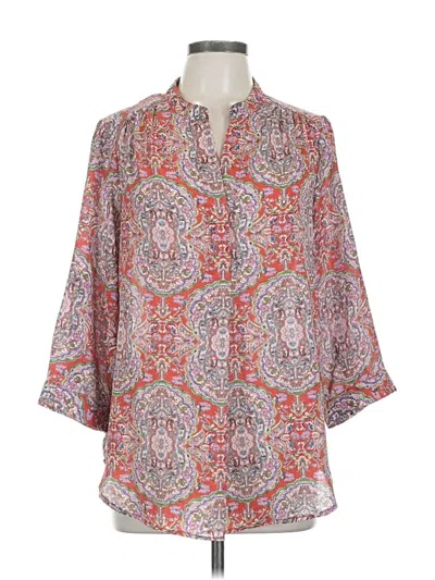 Pre-owned Antilia Femme 3/4 Sleeve Blouse In Orange