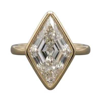 Pre-owned Antinori Fine Jewels 2.80 Carat Gia Lozenge Step Cut Diamond Bezel Solitaire Ring In 18k Yellow Gold