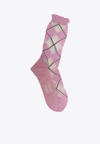 Antipast Argyle Wool Knitted Socks In Pink