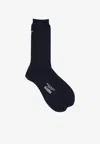 Antipast Cable Knit Logo Socks In Blue