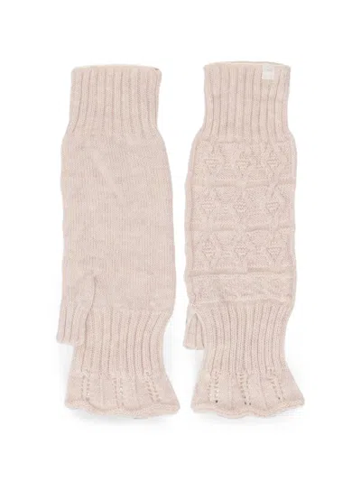 Antipast Cable-knit Fingerless Gloves In Pink