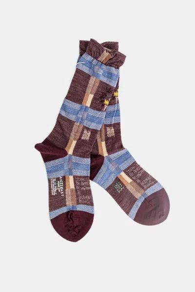 Antipast Checkered Socks In Purple