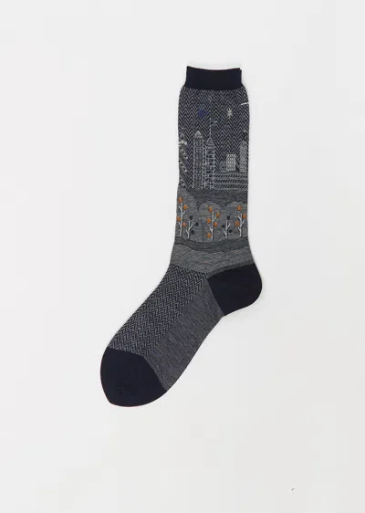 Antipast City Scape Stretch Wool Socks In Gray
