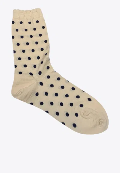 Antipast Dotted Sheer Socks In Cream