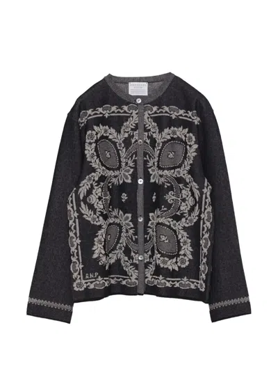 Antipast Floral-intarsia Cardigan In Gray