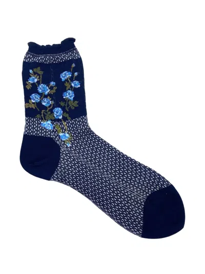 Antipast Floral-motif Socks In Blue