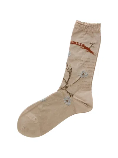 Antipast Floral-print Intarsia-knit Socks In Brown