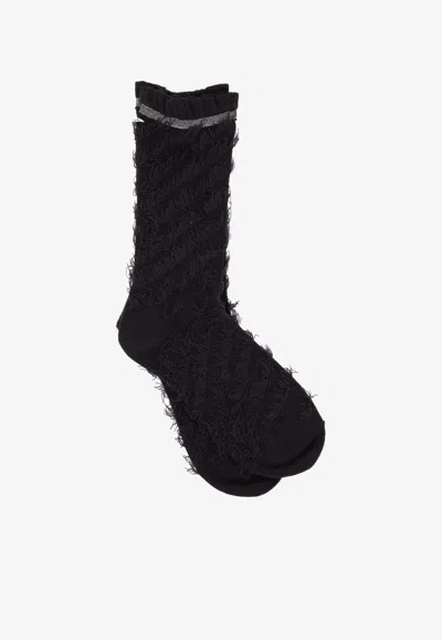 Antipast Fringed-trim Socks In Black