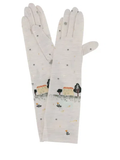 Antipast Gloves Knitted White In Multicolor