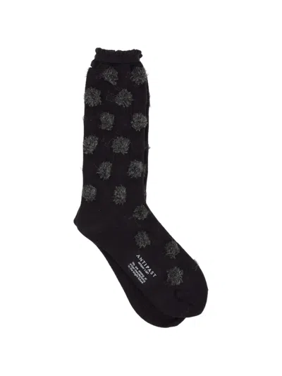 Antipast Knitted Polka-dot Pattern Socks In Black