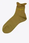 Antipast Knitted Wool Bow Socks In Green