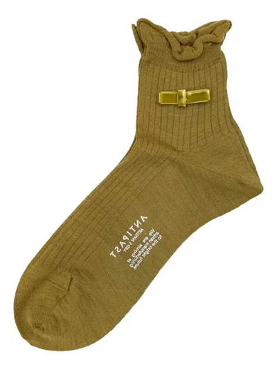 Antipast Ruffled Bow-detail Socks In Green
