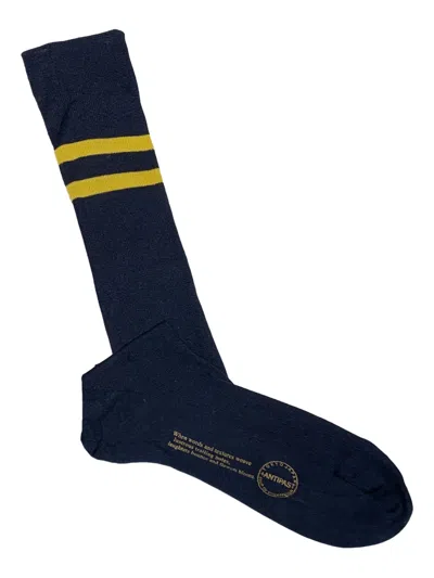 Antipast Striped-detail Socks In Blue