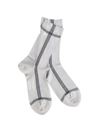 Antipast Striped Knitted Socks In White